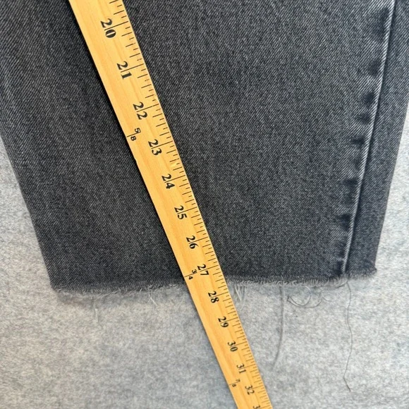 VTG Hugo Boss Baggy Jeans Mens 32 32x28 Frayed Raw Hem 90s Relaxed Black Pants